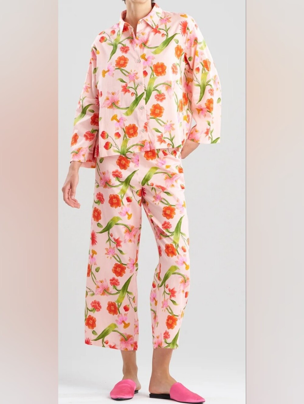 NATORI Solene Cotton Sateen Notch PJ Set
